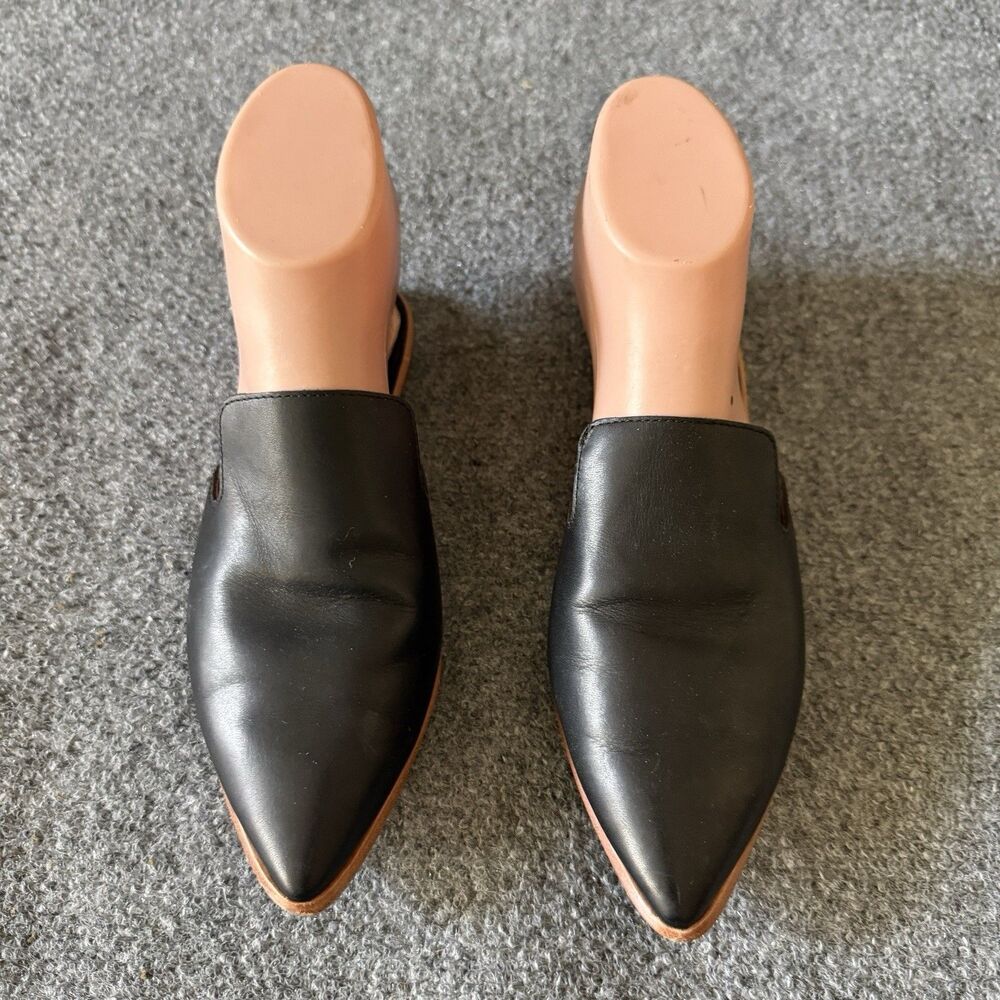 Madewell Women's Mule Flats Black Pointed Toe Slip-On Open Back Slides Size 5.5